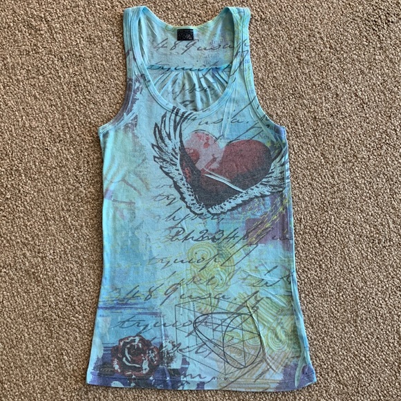 Pia Tops - Pia Flying Heart Soft Ribbed Tank Top S